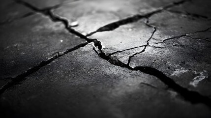 Wall Mural - of cracked ground with shadows emphasizing depth and texture