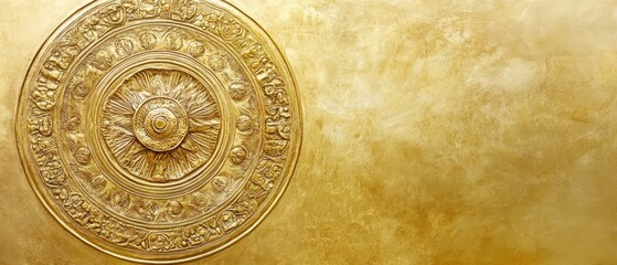 a gold circle with a lot of detail on it