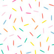 © KeronnArt - Sprinkle Pattern. Rainbow dotted lines on white background. Small dash seamless backdrop. Vector Illustration in scandinavian style.