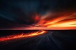 © Tang - Dramatic Lava Flow Under Colorful Sunset Sky with Dark Clouds