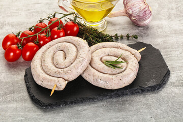 Wall Mural - Natural spiral sausage for grill