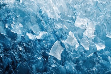 Wall Mural - close up view of plastic fragments floating in ocean waves with room for text. generative ai