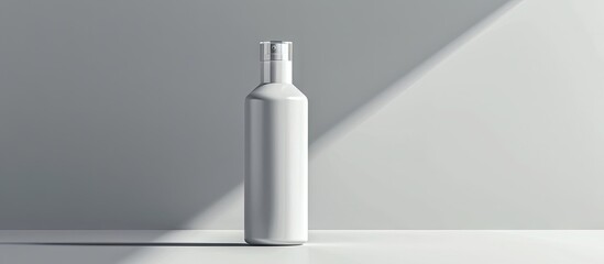 Leinwandbilder - Minimalistic white bottle on a light grey background with a diagonal shadow creating a contrast, elegant and modern design for product branding.