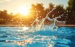 © kris - Sunset splashing water in swimming pool.