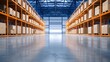 © dreamer - A bright, spacious warehouse interior featuring organized shelving units filled with goods, emphasizing a clean and efficient storage environment.cargo management warehouse scheduling