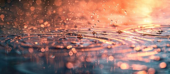 Poster - Realistic rain droplets and soft bokeh effects create a warm atmospheric backdrop with vibrant oranges and blues enhancing the scene's depth.