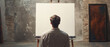 © Pornarun - person staring at blank , experiencing mental block in artistic space