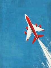 Aufkleber - Leadership concept illustrated in digital paper craft with a bold airplane soaring through a bright blue sky. Generative AI