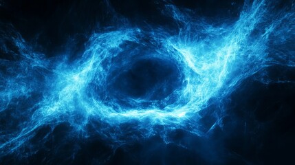 Aufkleber - Abstract blue energy vortex in dark space, swirling light trails. Cosmic and futuristic concept