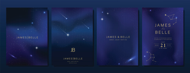 Wall Mural - luxury invitation card design vector set. elegant wedding card with little star moon sun and space d