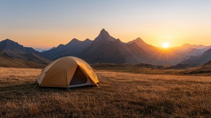 camping adventure in the forest at sunset travel to a serene flame-lit experience