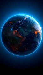 blue earth in the night, fantasy planet with stars