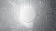 © lestari - Abstract circuit board with central white circle.