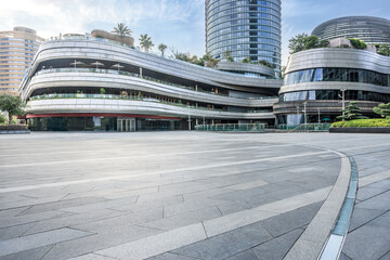 Wall Mural - Modern architecture and empty square in the city on a clear day