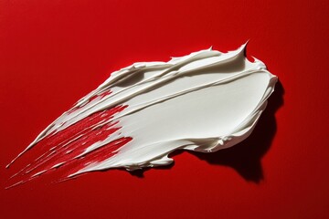 Poster - Creamy white texture swipes across bold red surface creating vibrant contrast