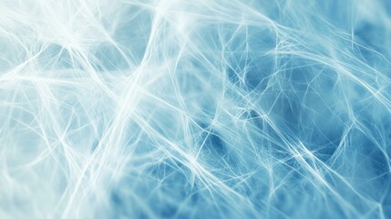 Abstract image of a network of intertwined, light blue and white threads, creating a complex and intricate design.