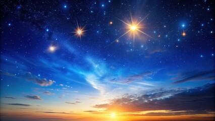 Wall Mural - dark blue sky transitioning to pale morning blue with stars fading away in the background