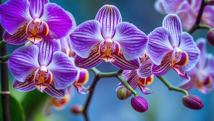 Wall Mural - orchid blossoms in full bloom against a soft blurred background brightening your spring or summer de