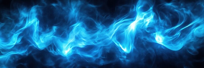 Fototapete - Bright blue gas flame dancing in the dark background showing its luminous intensity and fluid movement. Generative AI