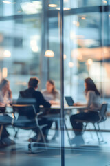 Wall Mural - abstract blur image of business people walking at modern hallway with bokeh for background usage