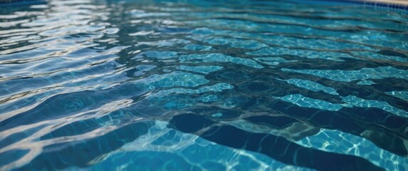 Sticker - Rippling Surface of Clear Pool Water Reflecting Natural Light and Patterns