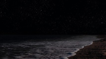Wall Mural - a movement of stars in the night sky with the view of mountains..