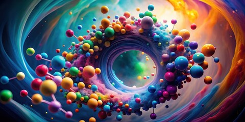 Wall Mural - molecule swirling in a vortex of colorful gases, gas, chemical elements, gas,chemical elements
