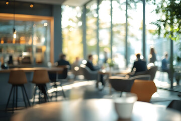 Wall Mural - abstract blur image of business people walking at modern hallway with bokeh for background usage