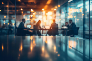 Wall Mural - abstract blur image of business people walking at modern hallway with bokeh for background usage