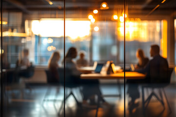 Wall Mural - abstract blur image of business people walking at modern hallway with bokeh for background usage