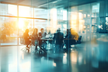 Wall Mural - abstract blur image of business people walking at modern hallway with bokeh for background usage