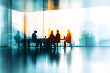 Wall Mural - abstract blur image of business people walking at modern hallway with bokeh for background usage