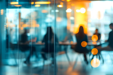 Wall Mural - abstract blur image of business people walking at modern hallway with bokeh for background usage