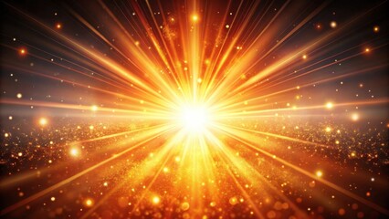 Wall Mural - vibrant orange light bursts forth with radiant peach and golden sparkling rays across a dark backgro