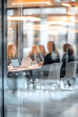 Wall Mural - abstract blur image of business people walking at modern hallway with bokeh for background usage
