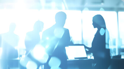 Wall Mural - abstract blur image of business people walking at modern hallway with bokeh for background usage