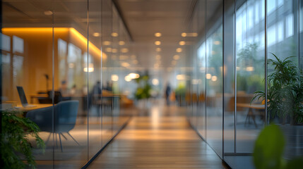 Wall Mural - abstract blur image of business people walking at modern hallway with bokeh for background usage