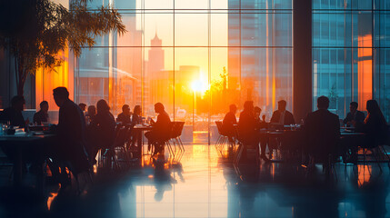 Wall Mural - abstract blur image of business people walking at modern hallway with bokeh for background usage