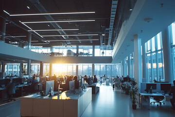 Wall Mural - abstract blur image of business people walking at modern hallway with bokeh for background usage