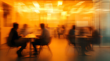 Wall Mural - abstract blur image of business people walking at modern hallway with bokeh for background usage