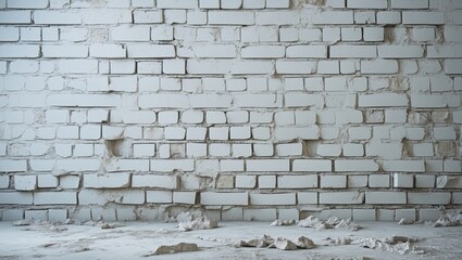 Canvas Print - grungy white brick wall with cement texture perfect for backgrounds or industrial design projects.