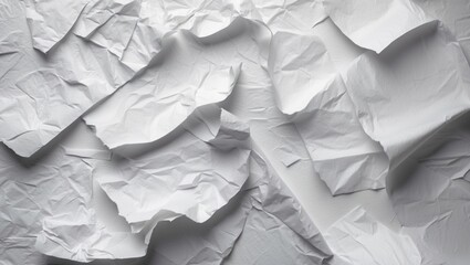 Canvas Print - Crumpled white paper texture background ideal for artistic designs, craft projects, or graphic overlays in print and digital media.