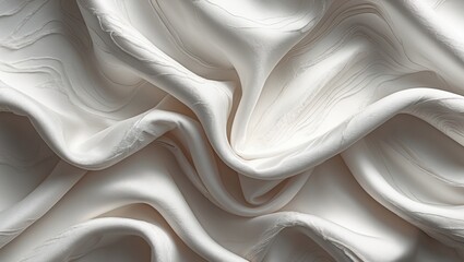 Wall Mural - elegant white textured fabric with soft wavy folds creating a sophisticated abstract background for 