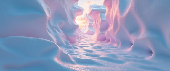 Wall Mural - abstract soft foam texture with gentle curves and pastel colors creating a serene and ethereal atmos