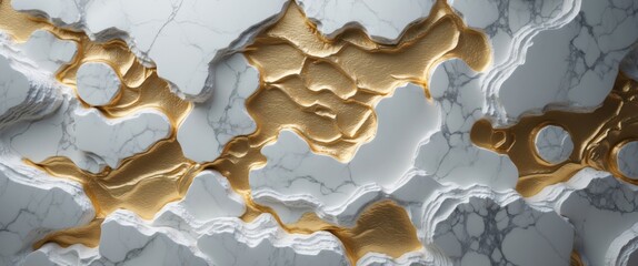 Wall Mural - elegant white marble texture with gold veins seamless background for luxury design and interior deco