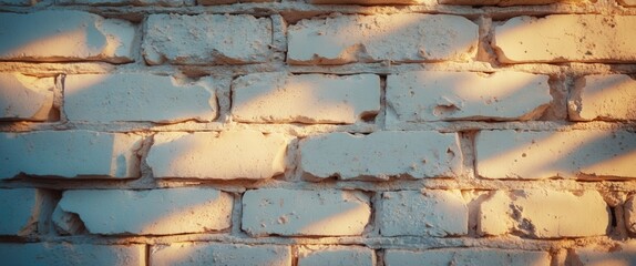 Canvas Print - close-up of white brick wall texture with subtle shadows creating depth and character for architectu