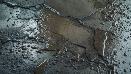 Wall Mural - wet textured cement floor with natural water pooling and grunge details ideal for backgrounds and ar