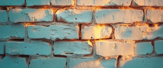 Wall Mural - close-up view of white brick wall texture featuring natural light highlights and shadows for archite