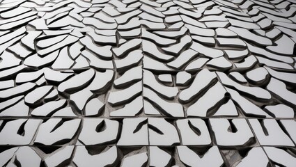 Wall Mural - abstract close-up of textured white floor tiles creating a distinctive pattern with irregular shapes