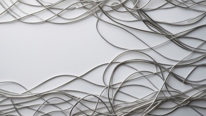 Canvas Print - abstract composition of intertwined metal threads on a minimalistic white background highlighting te